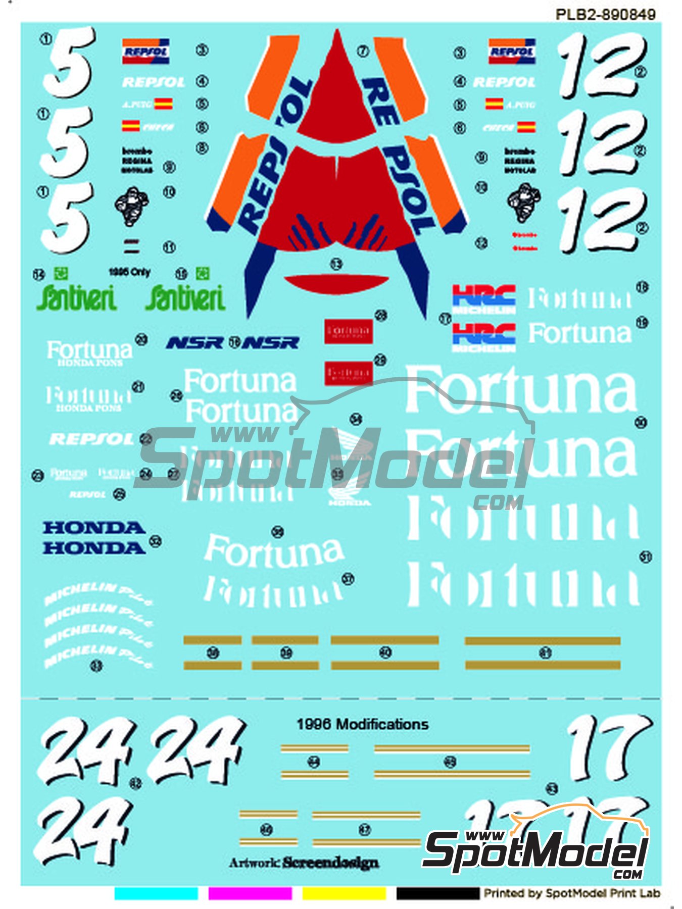 Print Lab Decals PLB2-890849: Decals 1/12 scale - Honda NSR500